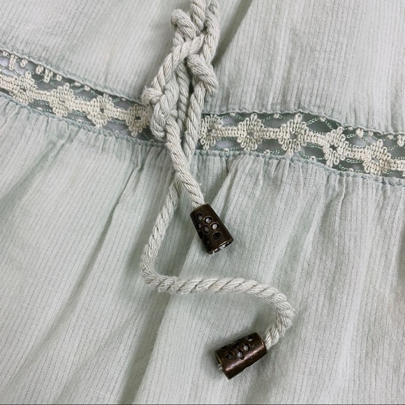 VINTAGE | Karla Design Pistachio Green Peasant Embellished Babydoll Boho Dress - Picture 7 of 10